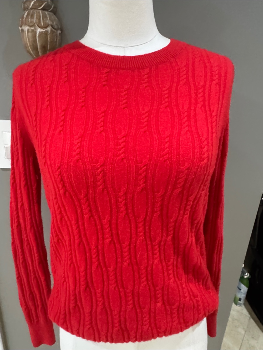 Banana Republic Red Cable-Knit Crewneck Sweater